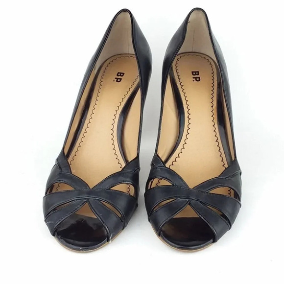 Nordstrom BP Daniella Black Peep Toe Cut Out Heels - Picture 3 of 6